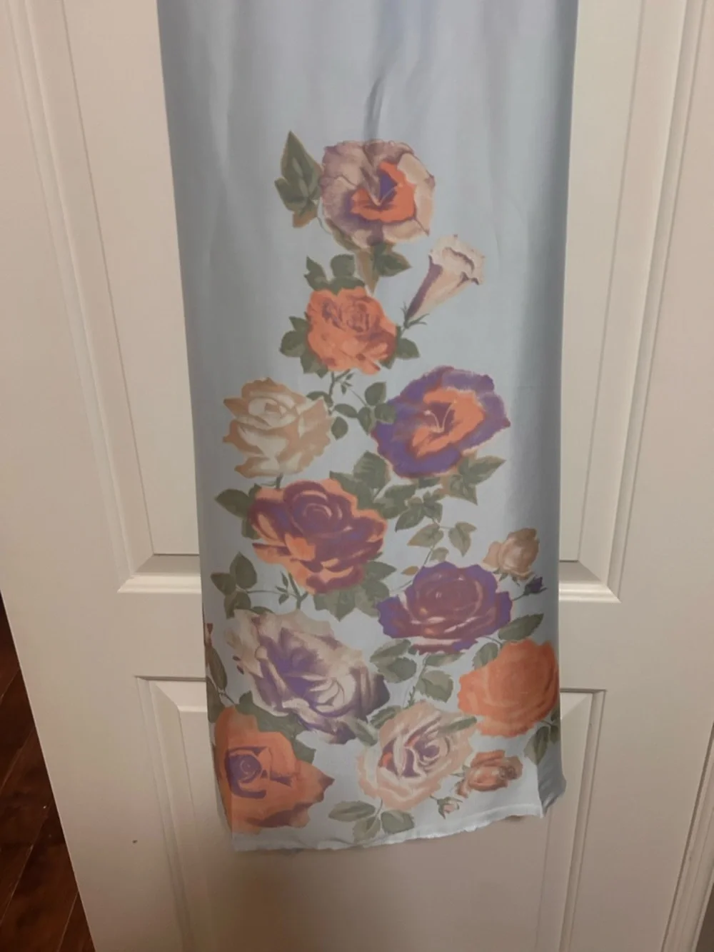 🌸🌺🌼Free People Intimately Light Blue Floral Lace Trim Long Slip Dress🌼🌺🌸 - Picture 6 of 14